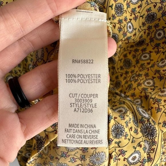 MAX STUDIO Yellow Floral Ladies V-Neck Peasant Boho Career Blouse, S - Picture 5 of 8